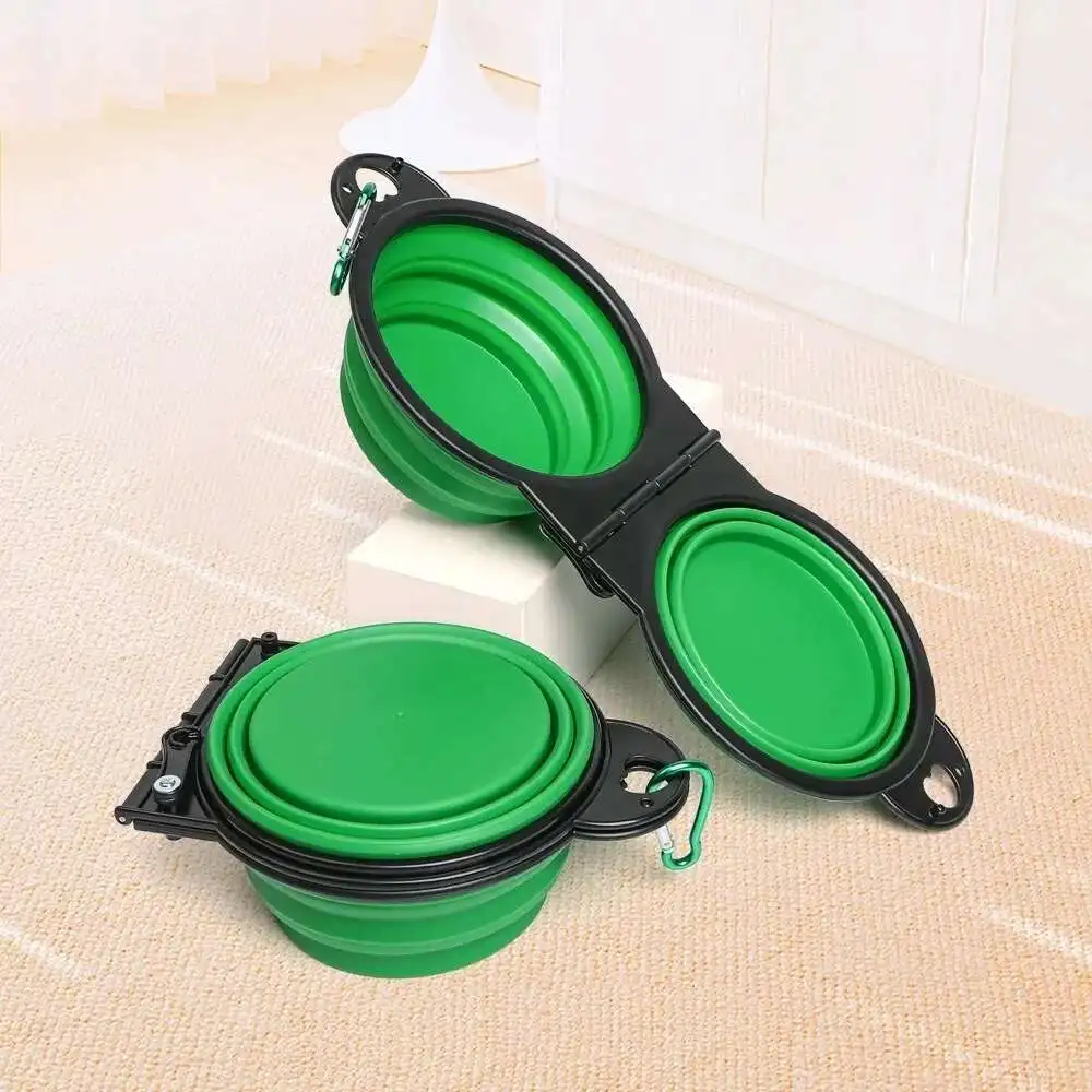 Folding double travel bowl for pet food and water — view 10