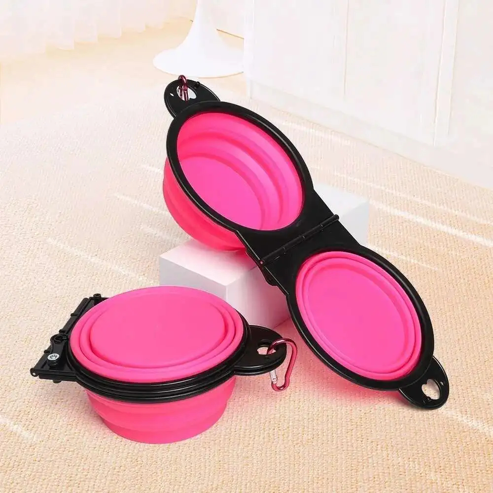 Folding double travel bowl for pet food and water — view 11
