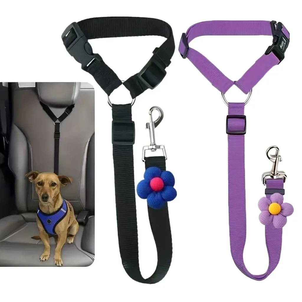 Adjustable dog car seat belt safety restraint — view 1