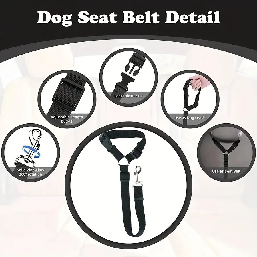 Adjustable dog car seat belt safety restraint — view 2