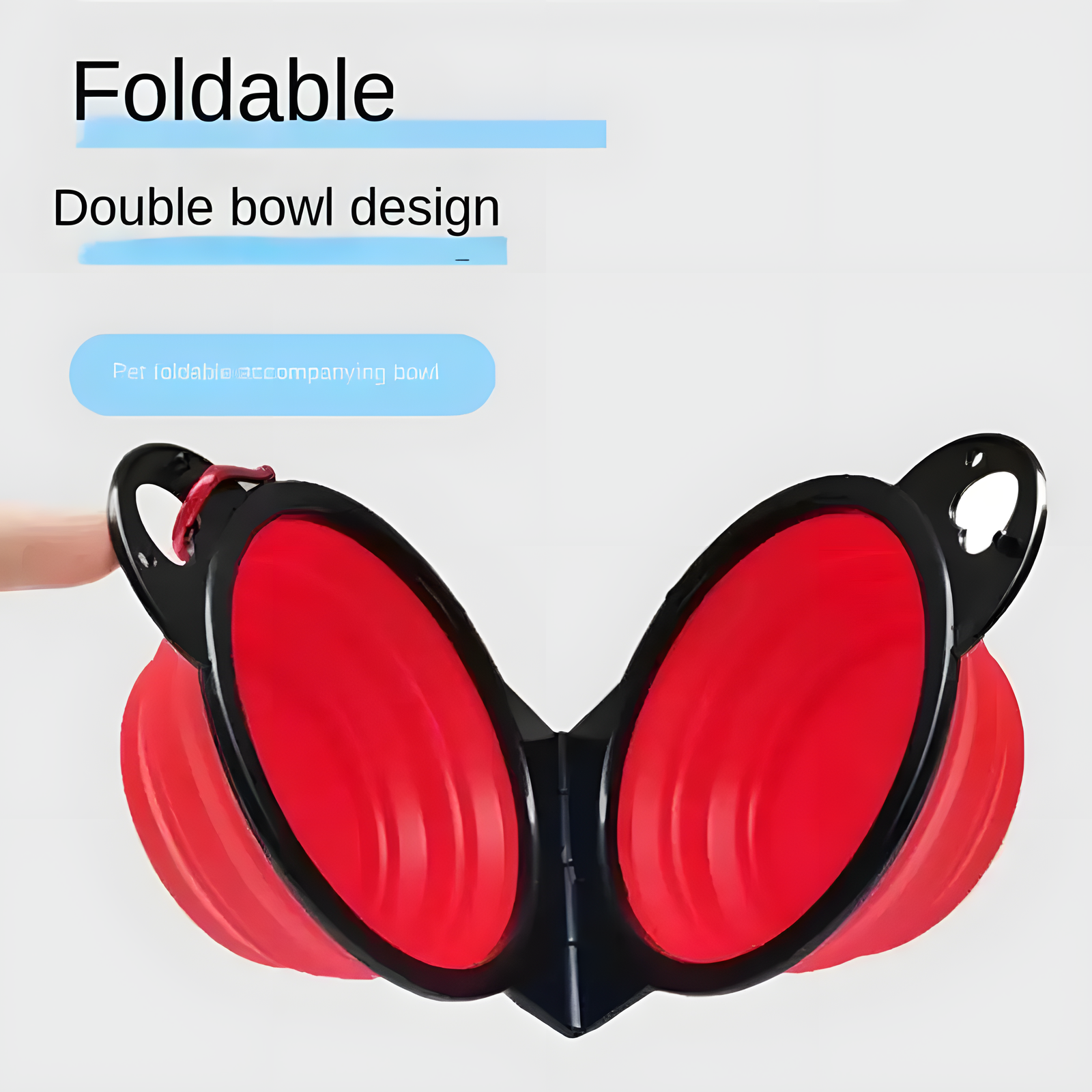 Folding double travel bowl for pet food and water — view 2