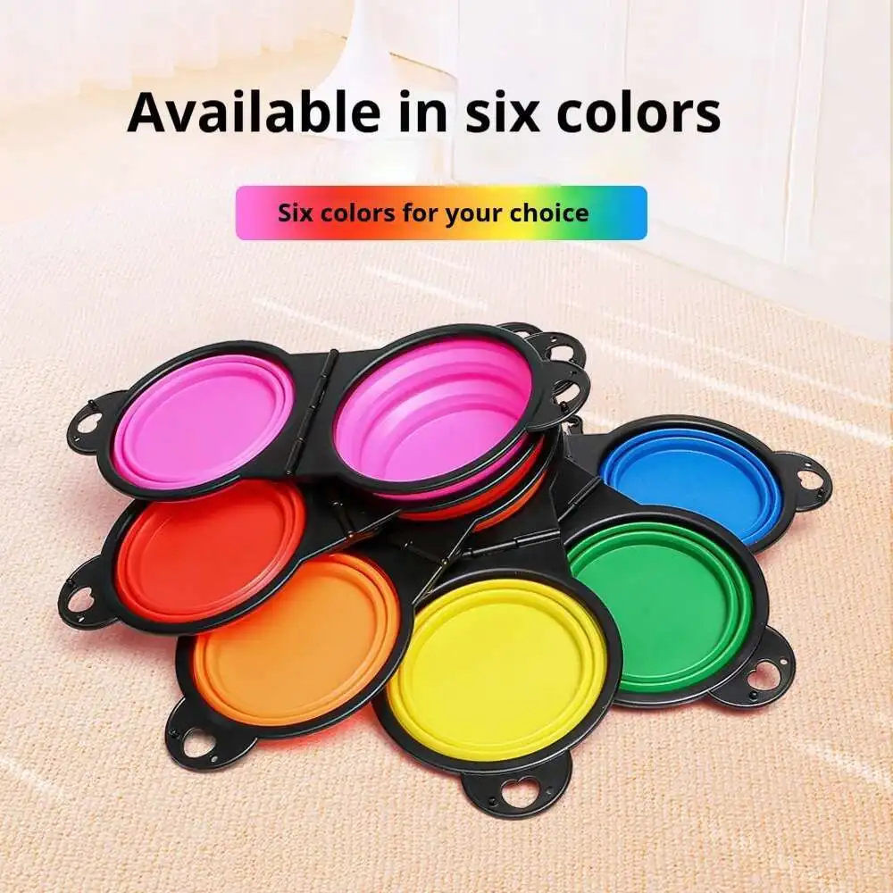 Folding double travel bowl for pet food and water — view 3