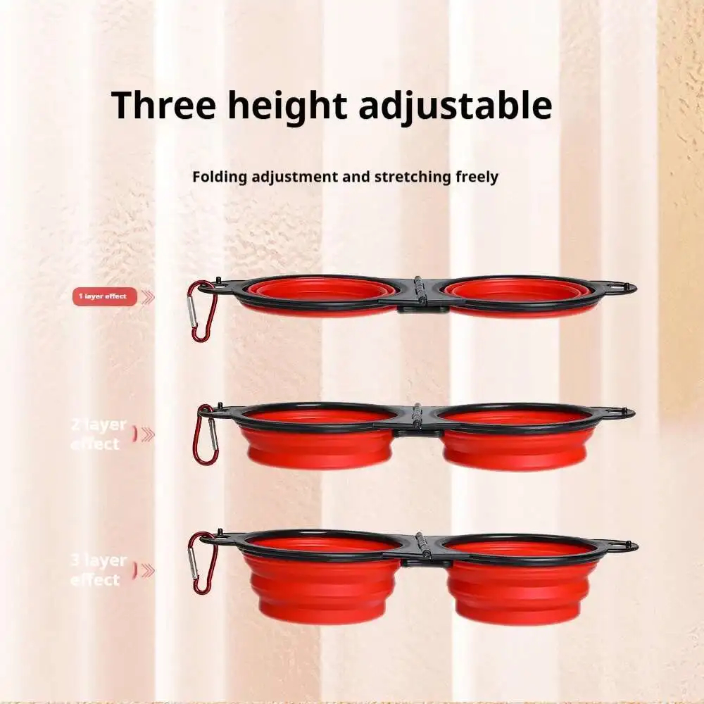 Folding double travel bowl for pet food and water — view 4