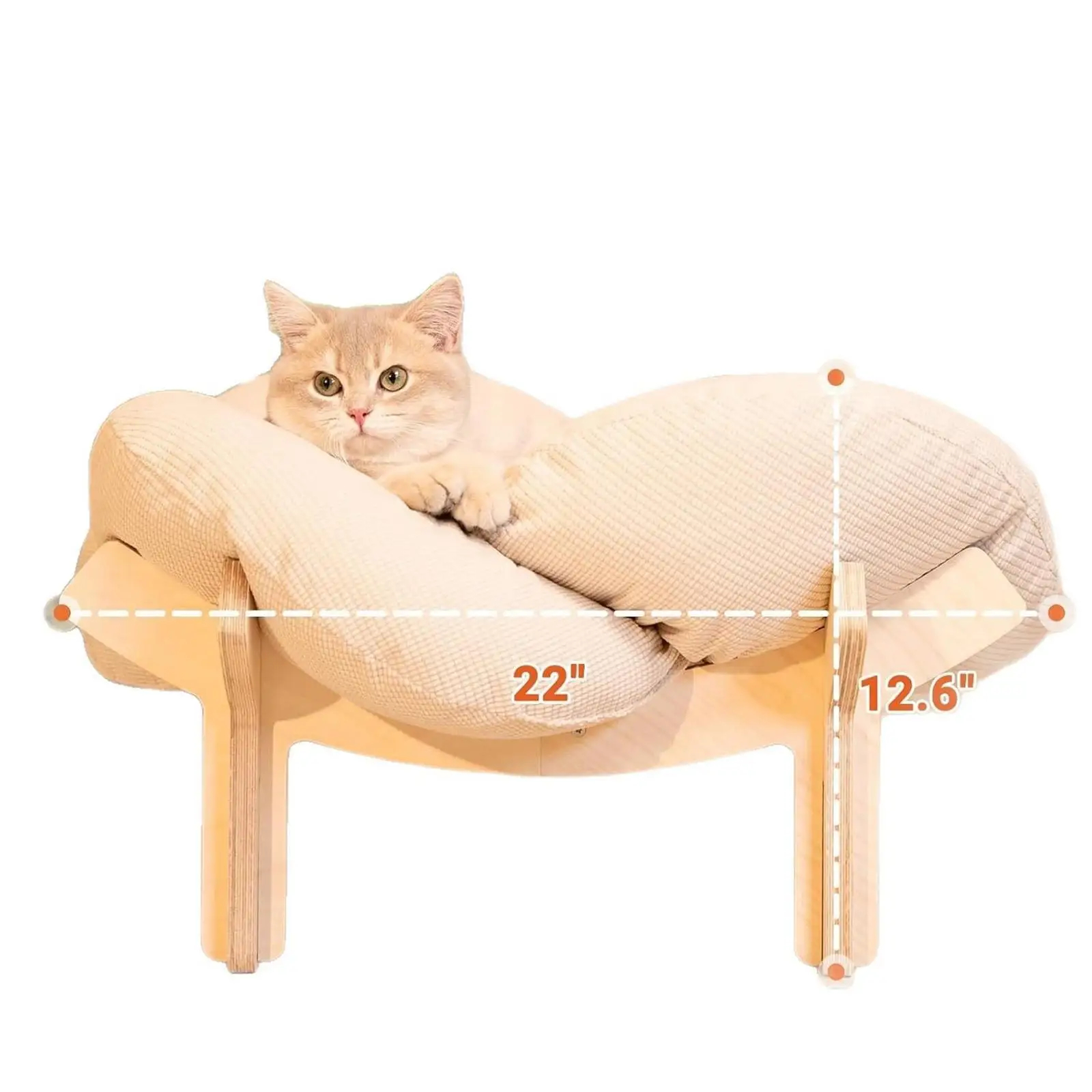 Wooden frame cat bed with soft cushion — view 5