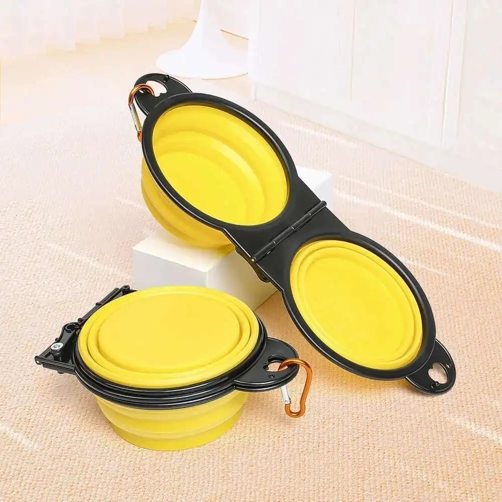 Folding double travel bowl for pet food and water — view 8